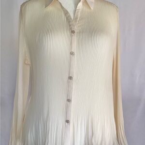 Chico's Cream Pleated Button-Front Shirt